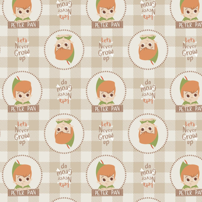 Peter Pan Beige Plaid Cotton Fabric