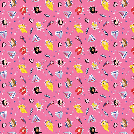 Tossed Princess Burst in Pink Cotton Fabric