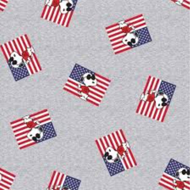 Curtain Valance - Peanuts Patriotic Grey Cotton