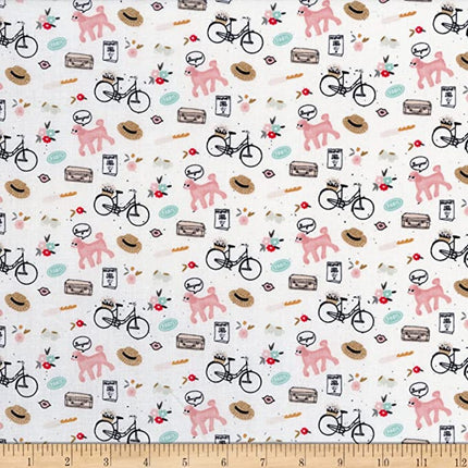 Saturday in Paris 43/44"W Cream Cotton Fabric
