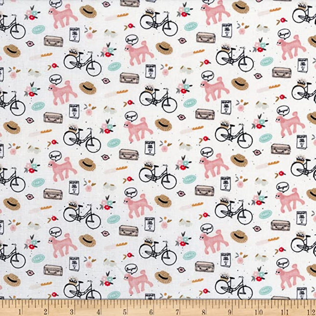 Saturday in Paris 43/44"W Cream Cotton Fabric