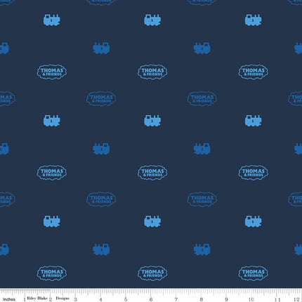 All Aboard with Thomas & Friends Silhouette Navy Cotton Fabric
