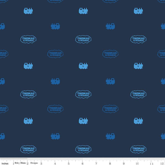 All Aboard with Thomas & Friends Silhouette Navy Cotton Fabric