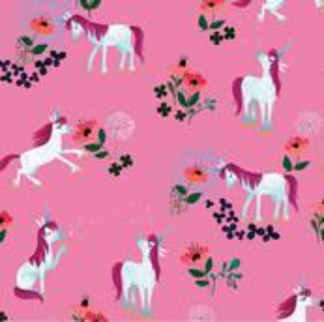 Unicorn Flowers Cotton Fabric