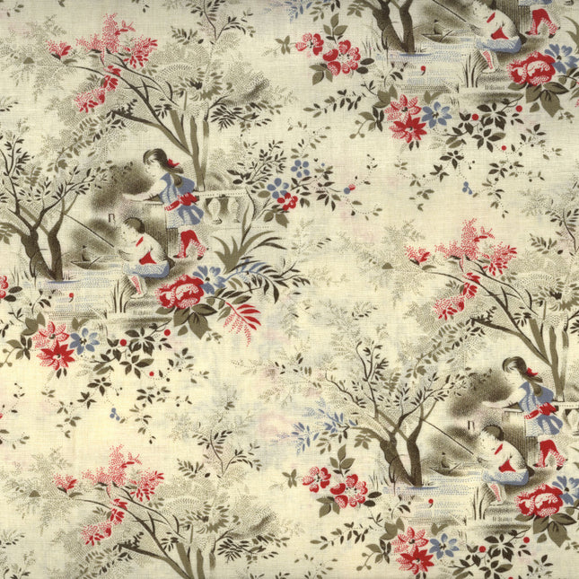 Early Elegance Cream Fishing Cotton Fabric