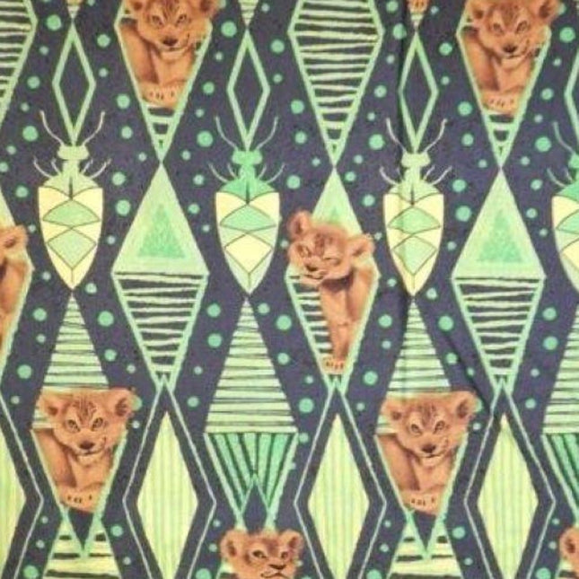 Lion King Diamond Green Cotton Fabric