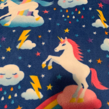 Unicorn Rainbow Lighting Fleece Fabric Precut