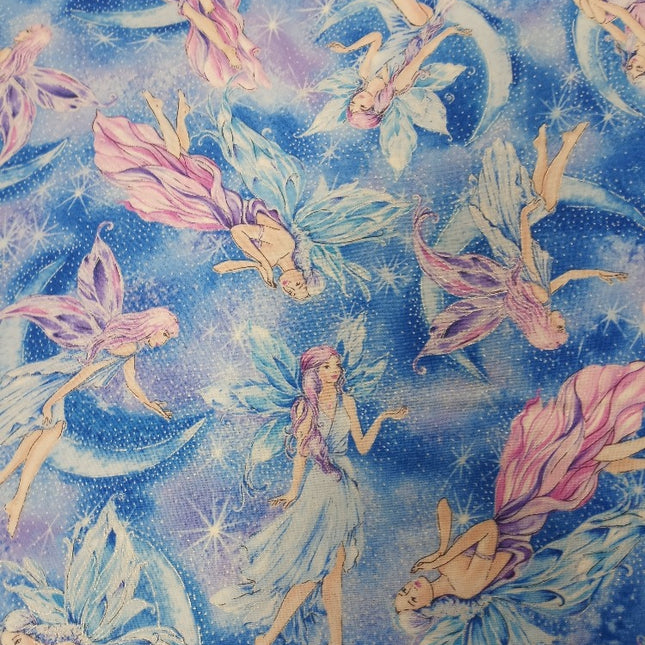 Fairies- Sky Cotton Fabric