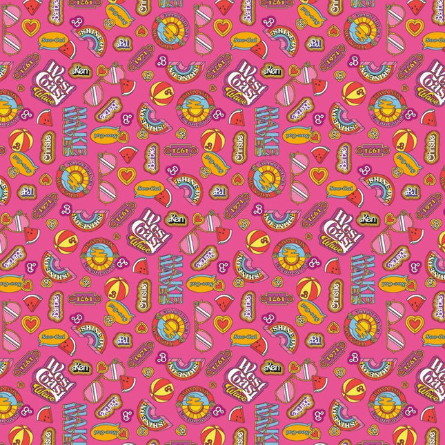 Malibu Barbie Icons Hotpink Cotton Fabric
