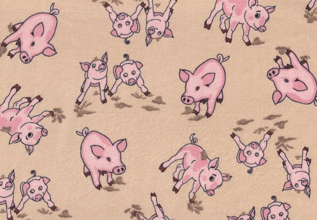 Pigs 60" Wide Flannel Fabric