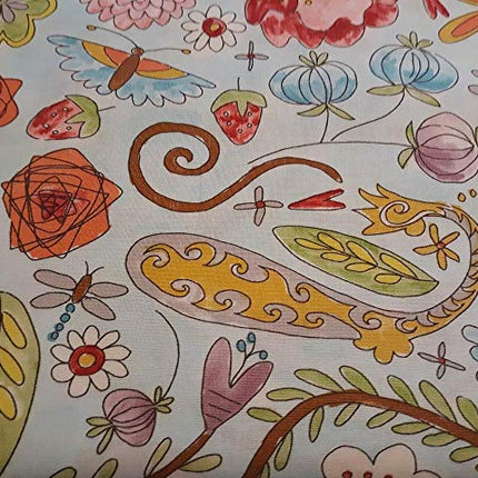 Flower Dragonflies Cotton Fabric