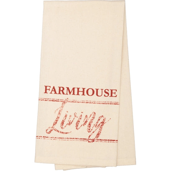 Sawyer Mill- Red Farmhouse Living Unbleached Muslin Natural Tea Towel