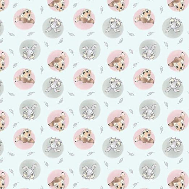 Bambi and Thumper In Light Gray Cotton Fabric