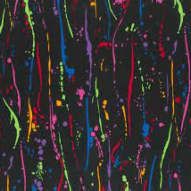 Colorful Paint Splat Lines Cotton Fabric
