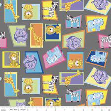 Crayola Colorful Friends  43/44"W Charcoal Cotton Fabric