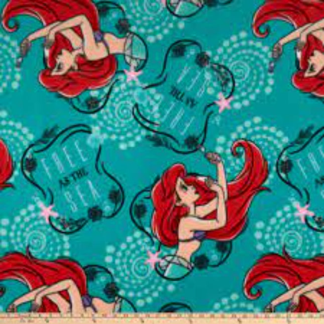 The Little Mermaid Ariel Toss Fleece Fabric