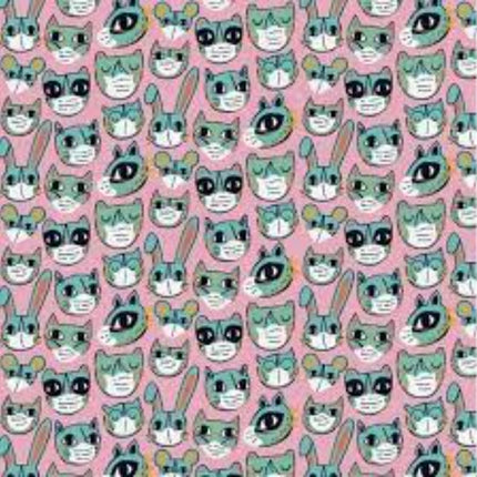 Have Fun Stay Safe "Faces" Cotton Clocks Fabric
