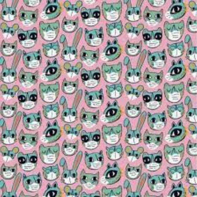 Have Fun Stay Safe "Faces" Cotton Clocks Fabric