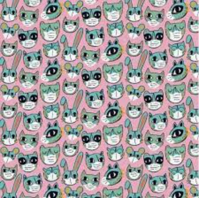 Have Fun Stay Safe "Faces" Cotton Clocks Fabric