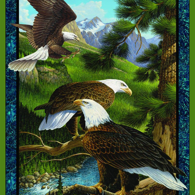 Flying High Eagle 45" Cotton Panel Fabric