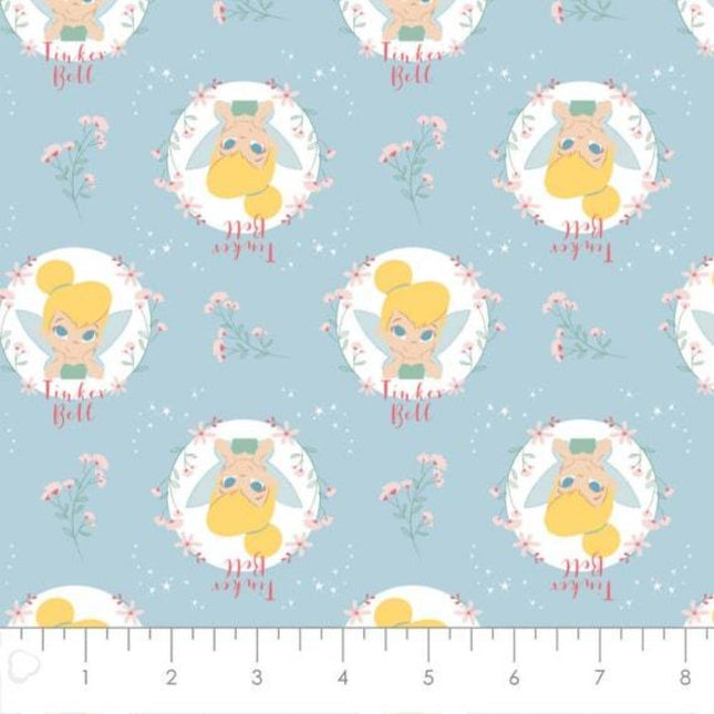 Tinker Bell Blue Flannel Fabric