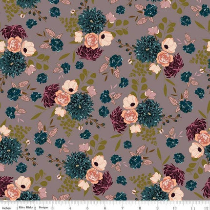 Designer Dahlia Rose in Color Stone Rayon Fabric