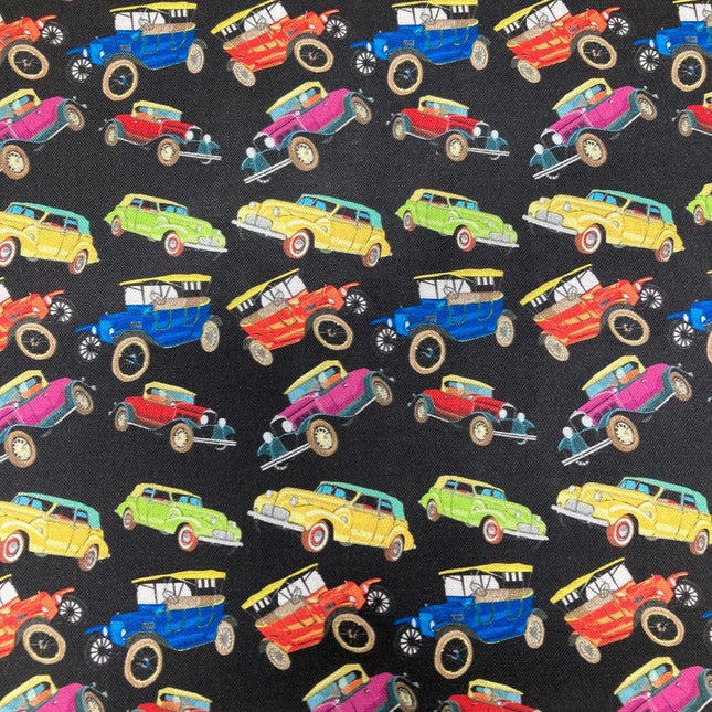 Vintage Classic Cars Cotton Fabric