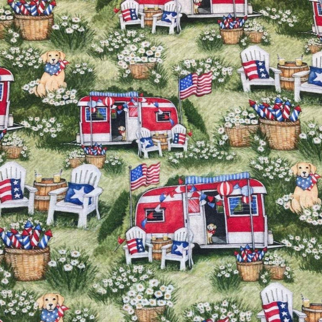 Curtain Valance - Patriotic Camping Cotton