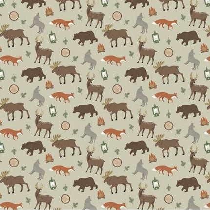 Adventure is Calling "Khaki" Cotton Fabric