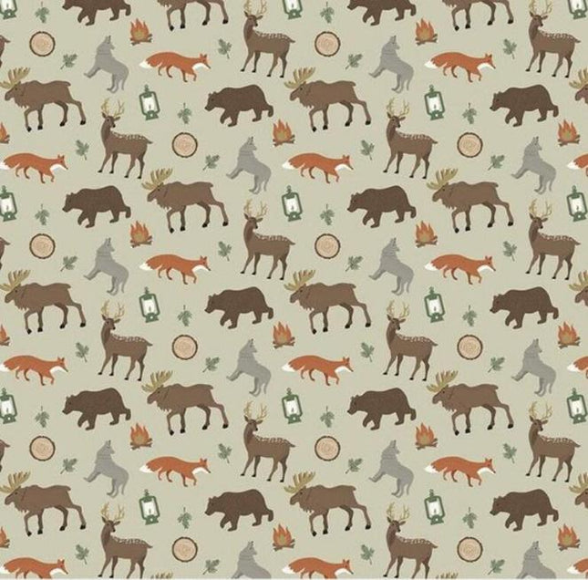 Adventure is Calling "Khaki" Cotton Fabric