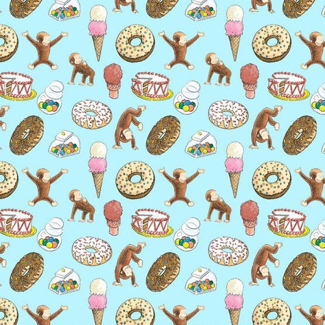 Curious George “Party Toss” Cotton Fabric