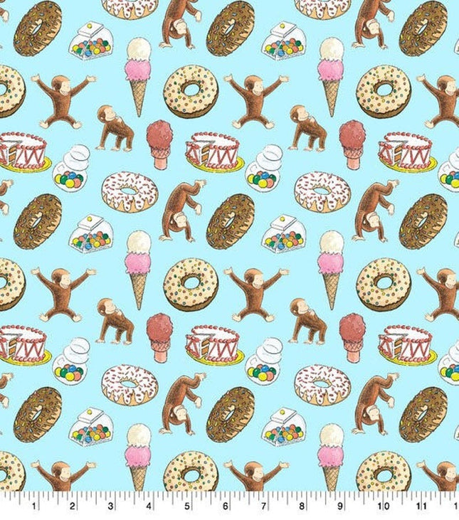 Curious George “Party Toss” Cotton Fabric