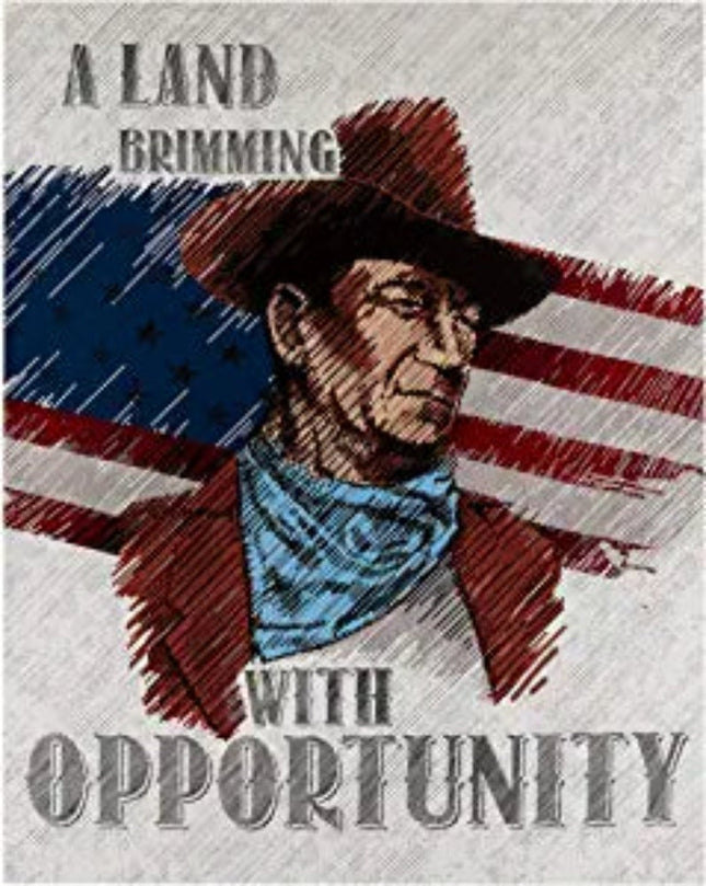John Wayne Americana 36" White Fabric Panel
