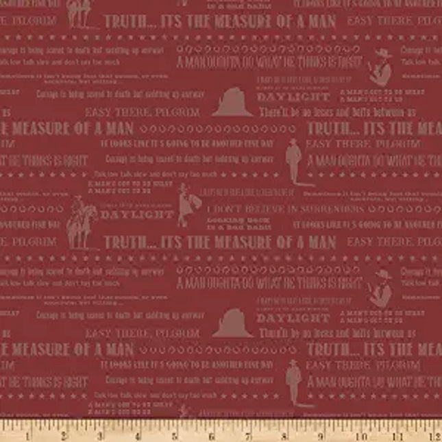 John Wayne Quotes Red Cotton Fabric