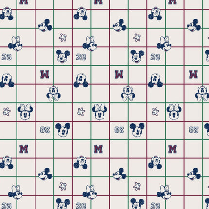 Disney Mickey and Minnie Mouse Vintage Grid Cotton Fabric