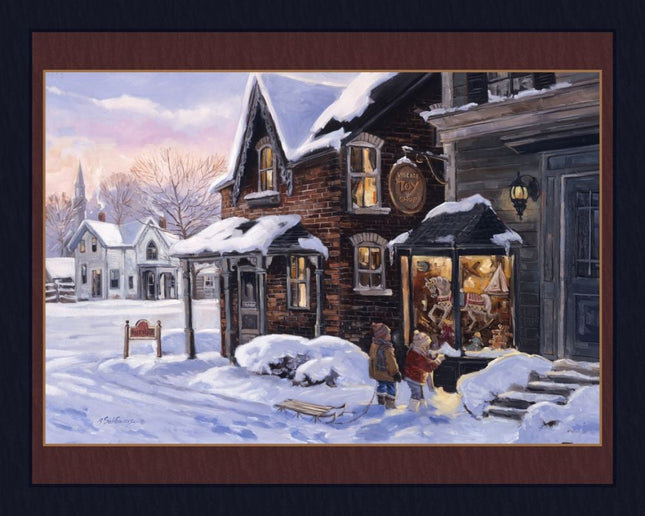 Village Toy Shop Panel Cotton Fabric