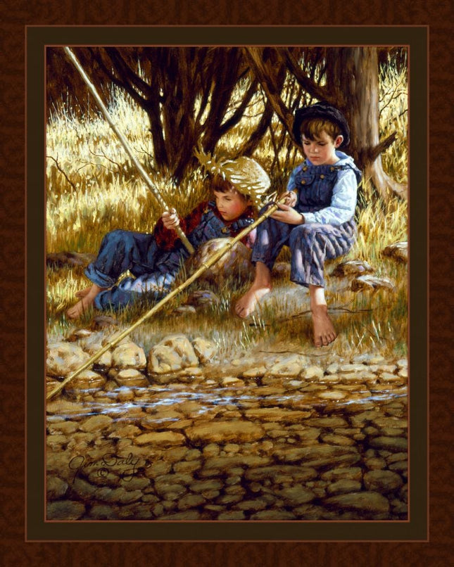 Fishing Favorite Spot Panel Cotton Fabric