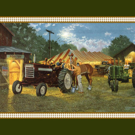 Farm Horsepower Panel Cotton Fabric