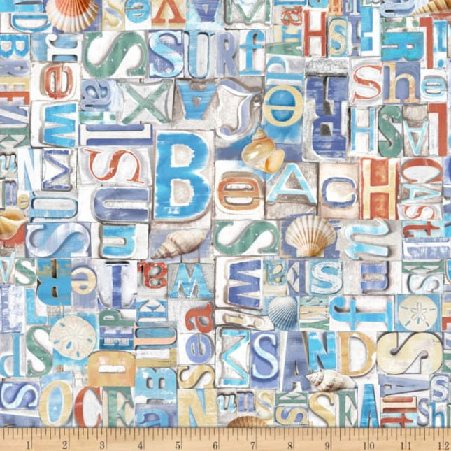 Beach Day Beach Woods Multi Cotton Fabric