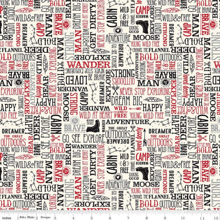 Wild at Heart Cream Words Cotton Fabric